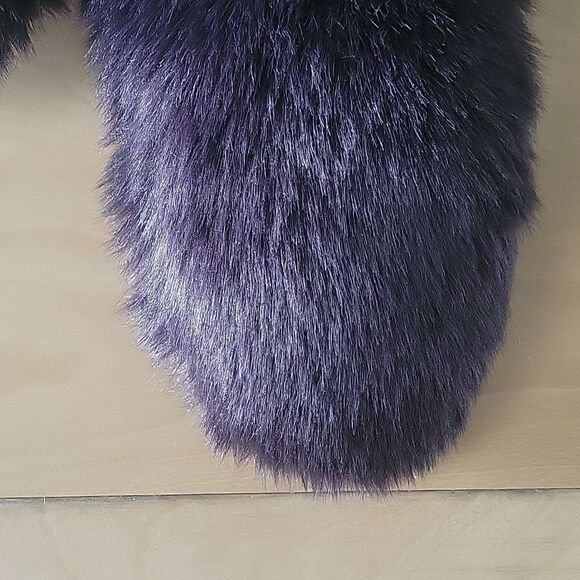 NWT ANN TAYLOR Faux Fur Party Black Multi Color Block Retro Scarf Stole Shrug - Picture 5 of 10